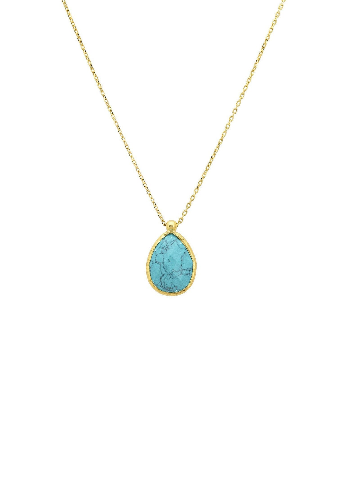 Petite Drop Necklace Gold Arizona Turquoise.