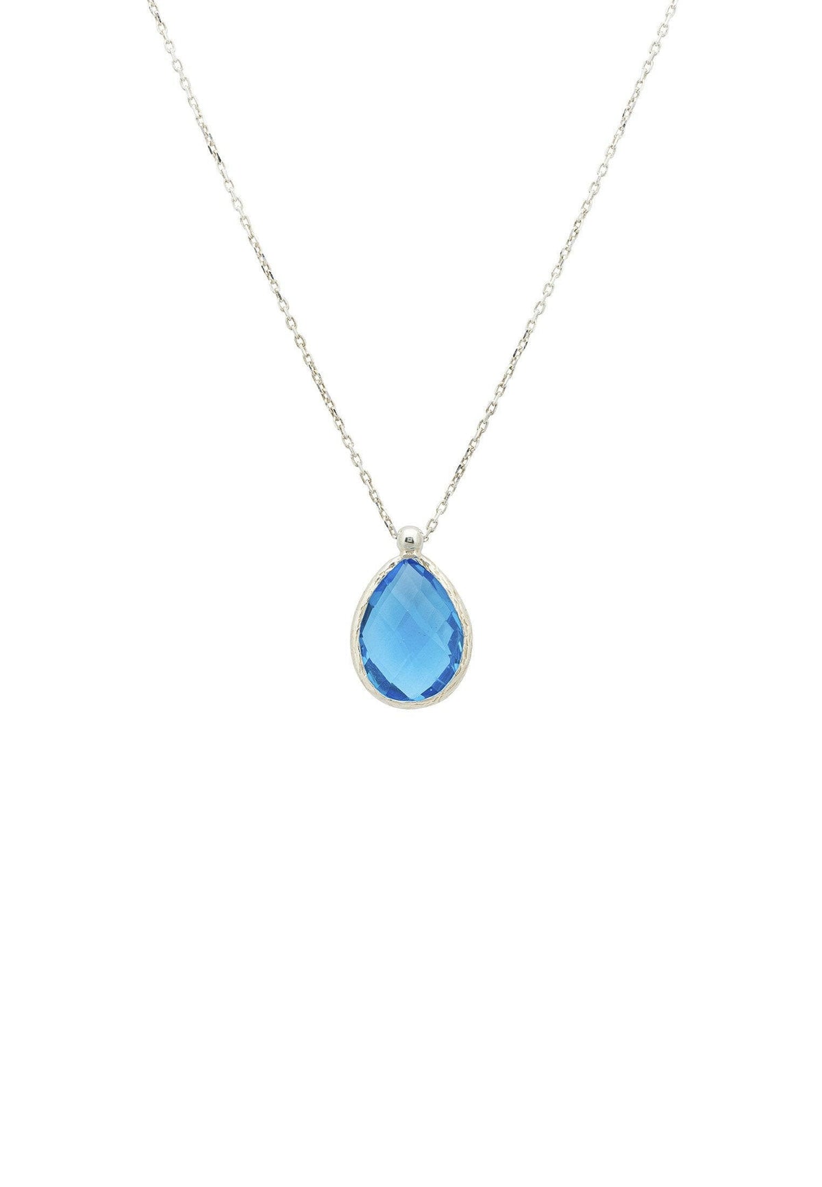 Petite Drop Necklace Silver Blue Topaz Hydro.