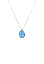 Petite Drop Necklace Silver Blue Topaz Hydro.