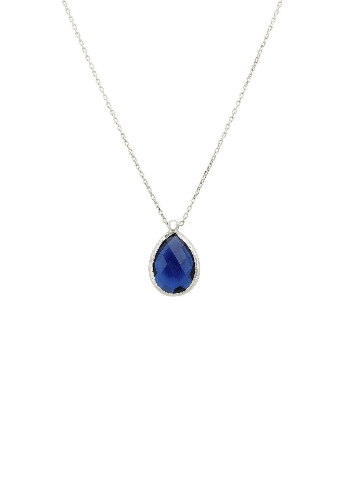 Petite Drop Necklace Silver Sapphire Hydro.