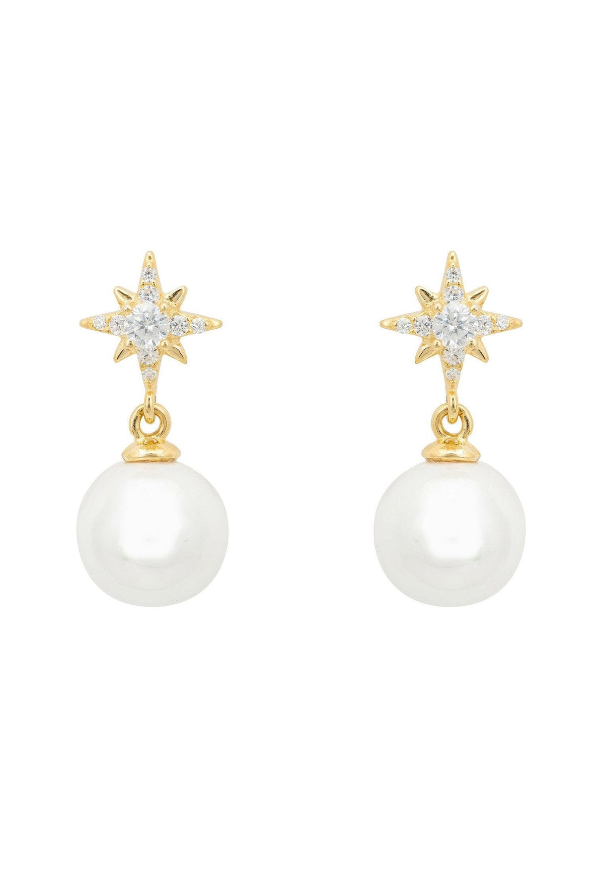 Polaris North Star Pearl Earrings Gold.