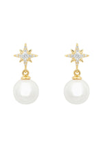 Polaris North Star Pearl Earrings Gold.