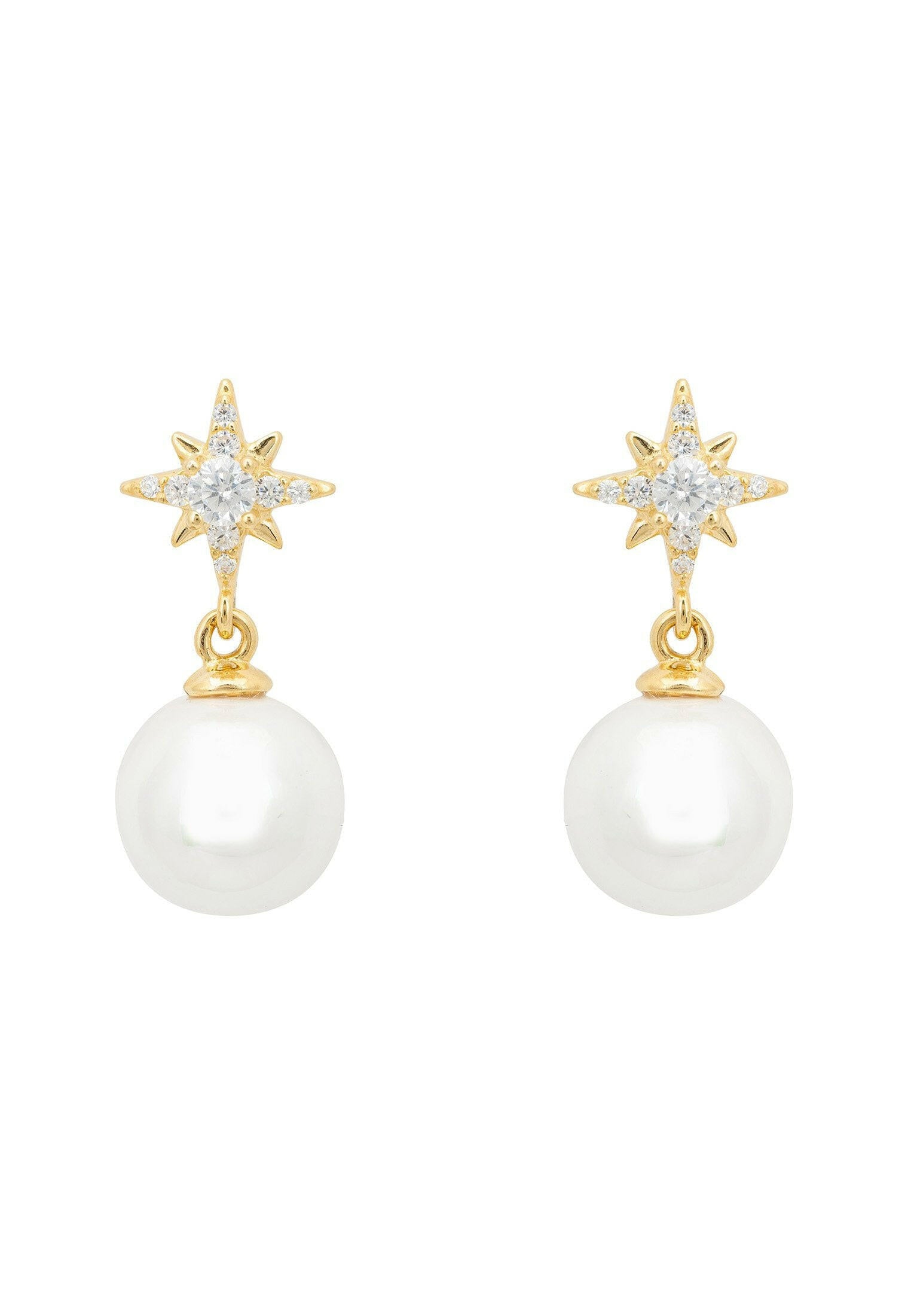 Polaris North Star Pearl Earrings Gold.