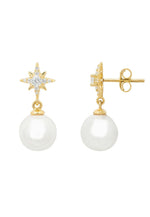 Polaris North Star Pearl Earrings Gold.