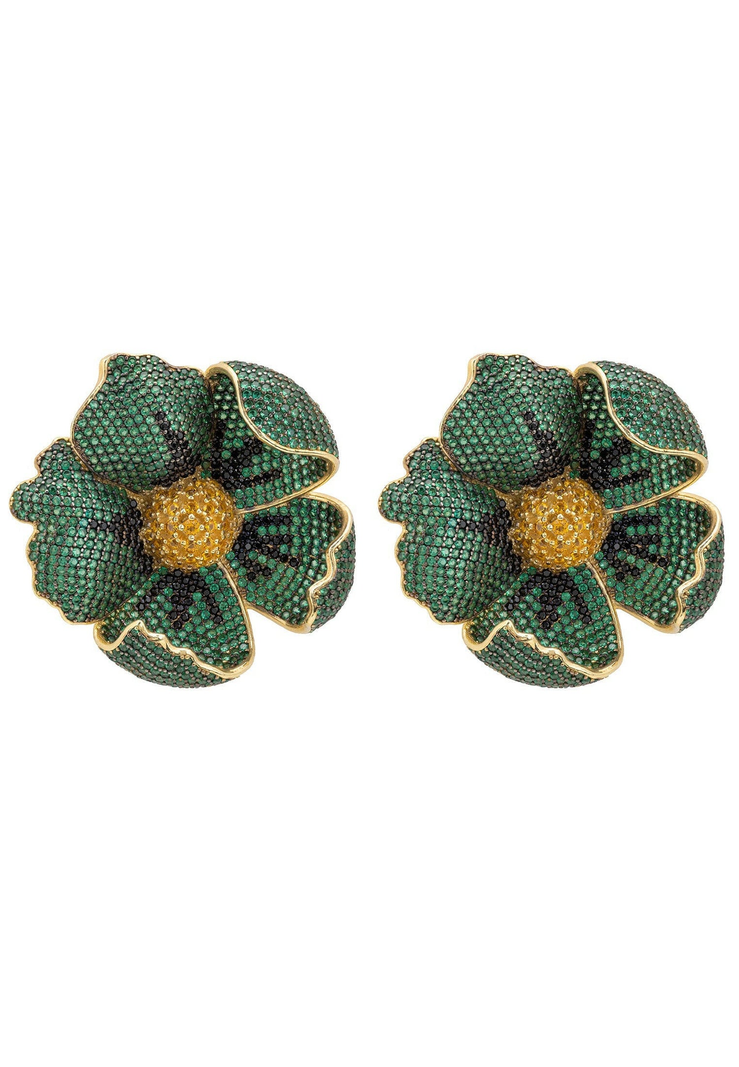 Poppy Emerald Green Earrings Gold.