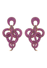 Viper Snake Drop Earrings Rosegold Ruby.