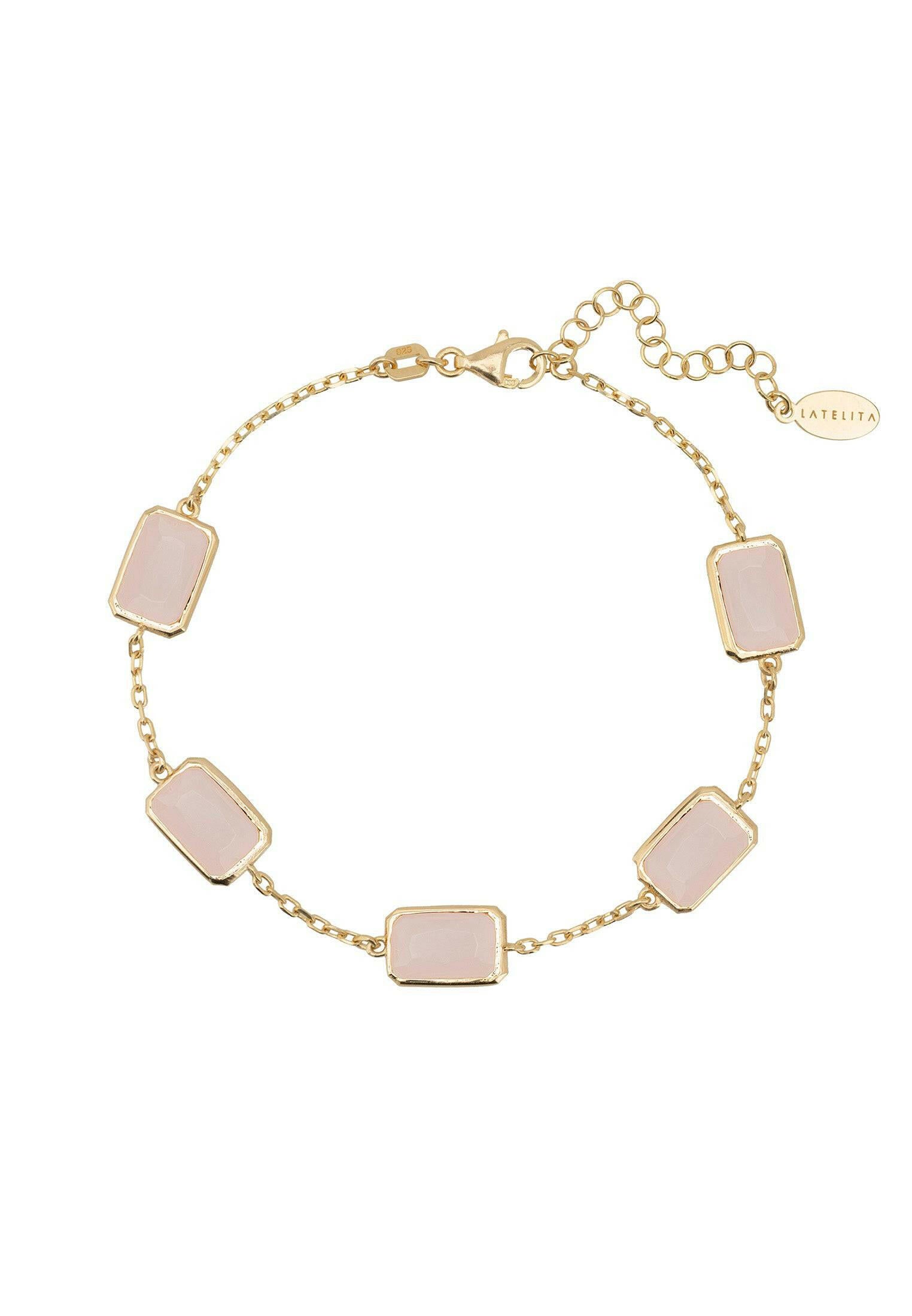 Portofino Bracelet Gold Rose Quartz.