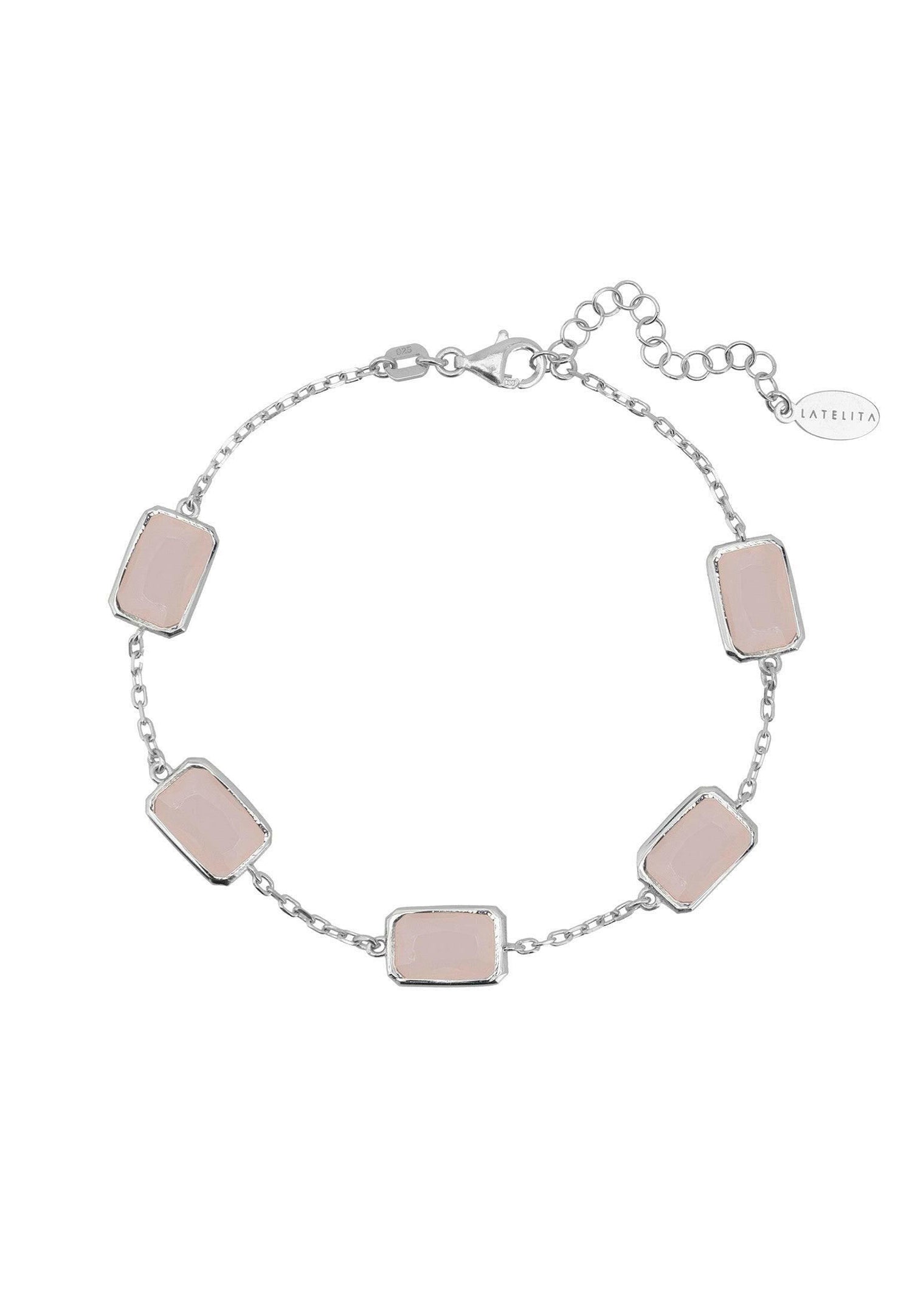 Portofino Bracelet Silver Rose Quartz.