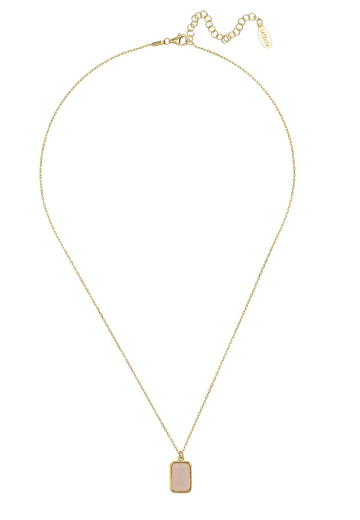 Portofino Necklace Gold Rose Quartz.