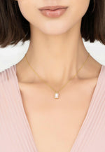 Portofino Necklace Gold Rose Quartz.