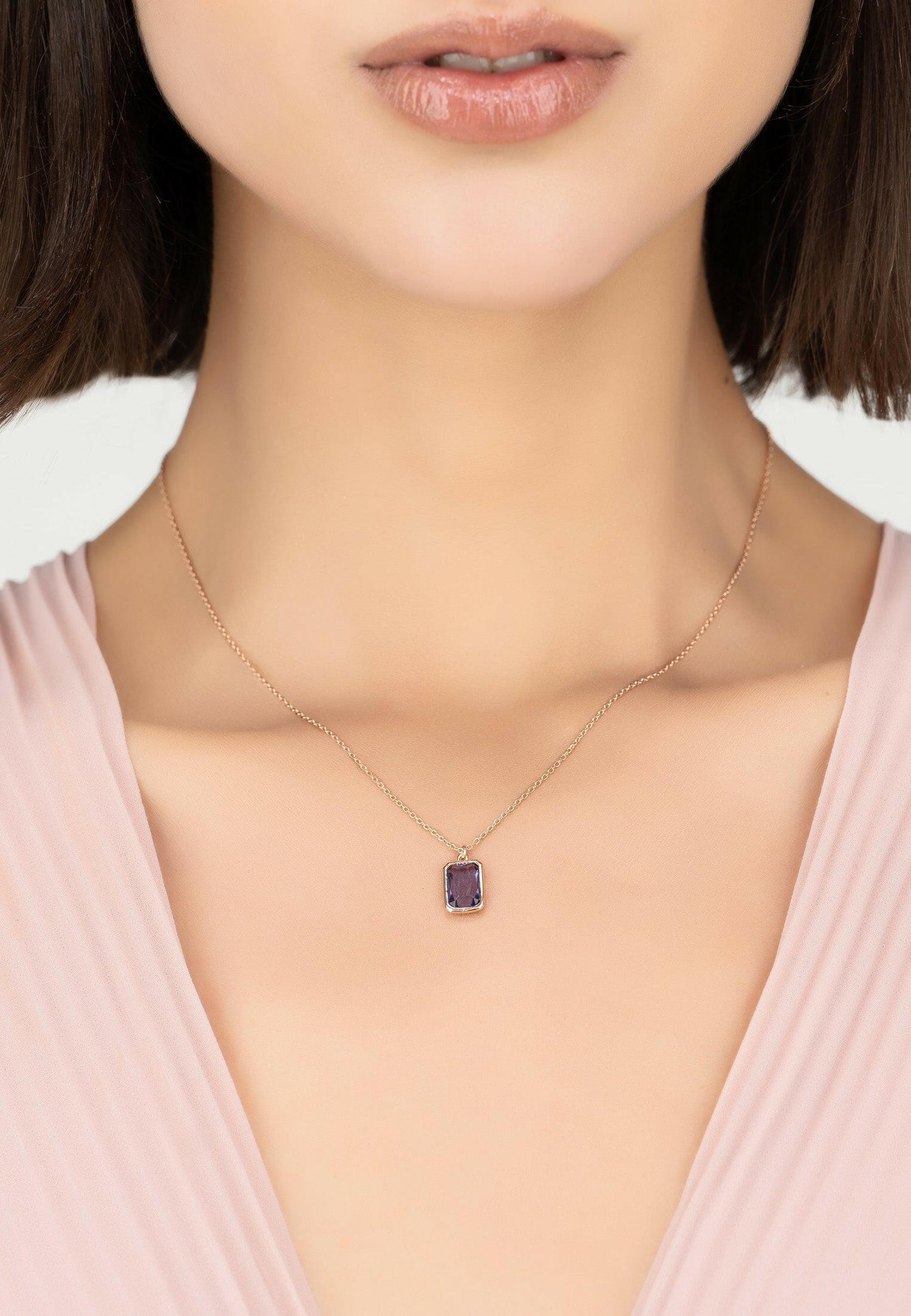 Portofino Necklace Rosegold Amethyst.