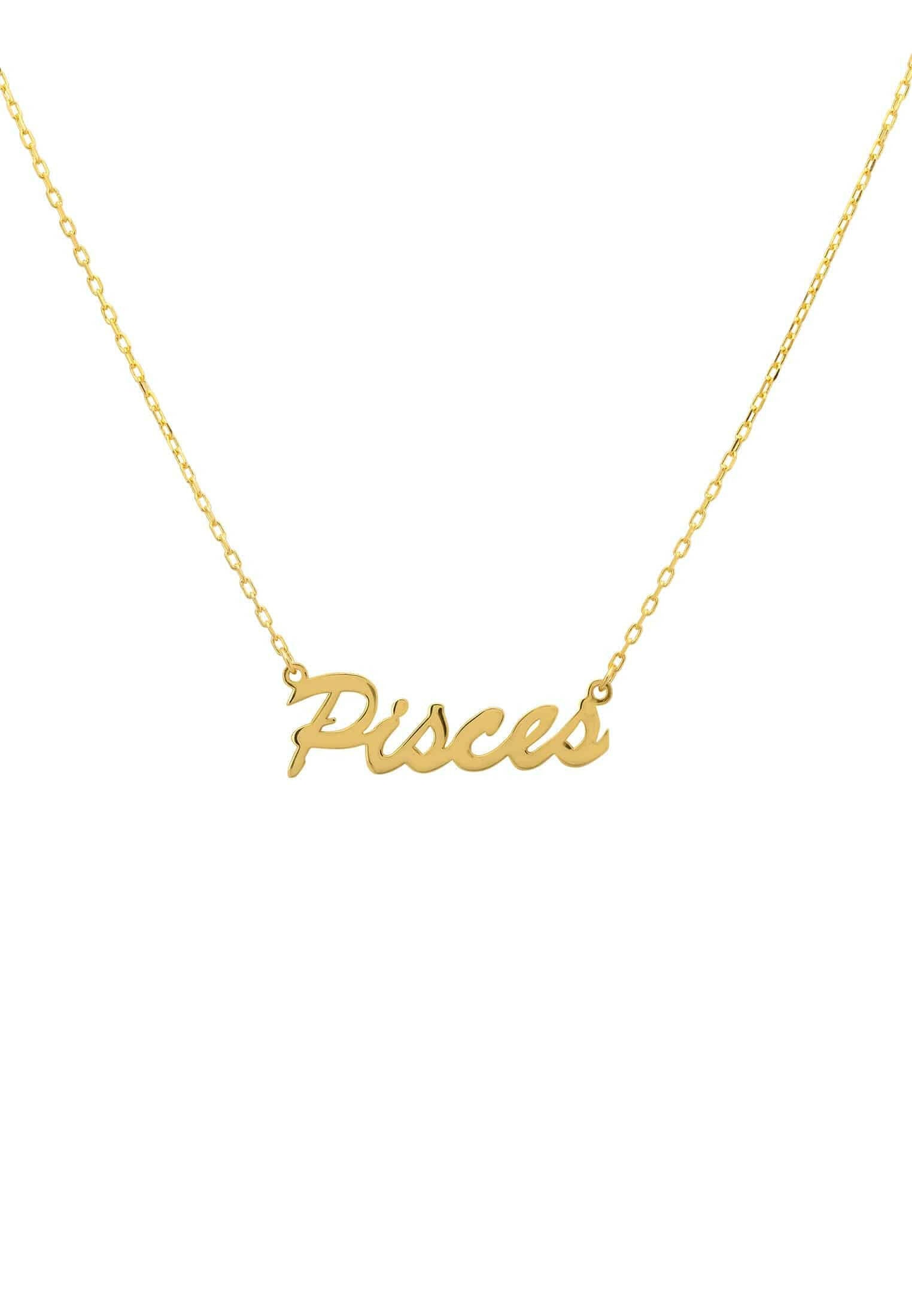 Zodiac Star Sign Name Necklace Gold Pisces.