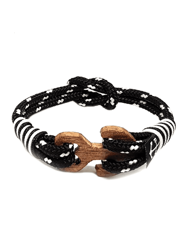 Pulsera náutica con ancla de madera y nudo de arrecife de Saoirse