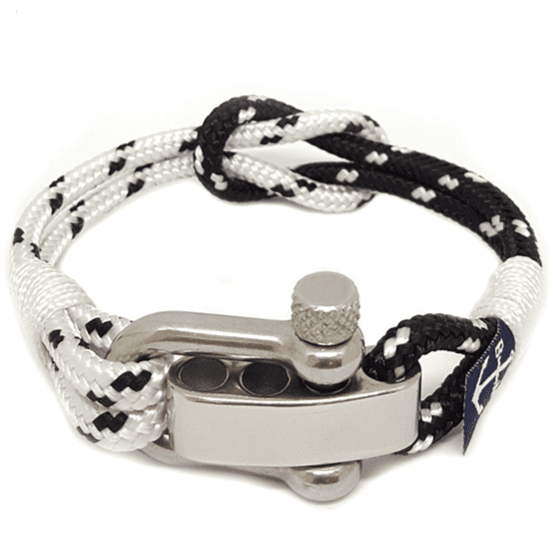 Pulsera ajustable con grillete en blanco y negro