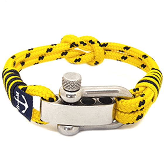Pulsera náutica con grillete ajustable y puntos amarillos
