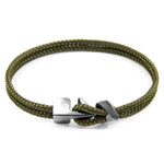 Khaki Green Brixham Silver and Rope Bracelet - Selectique 