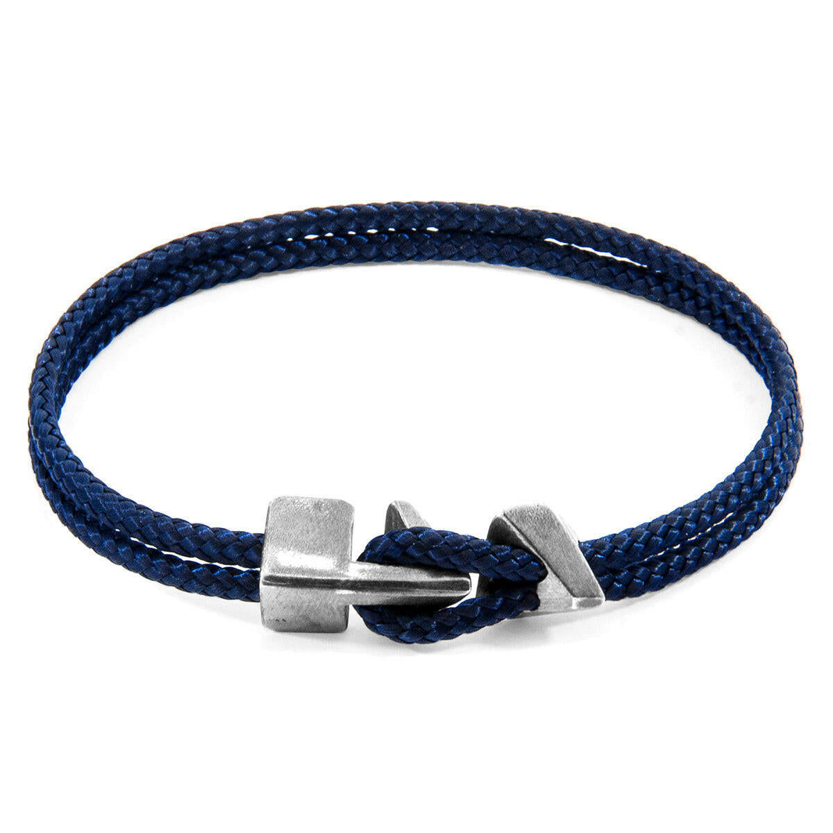 Navy Blue Brixham Silver and Rope Bracelet.