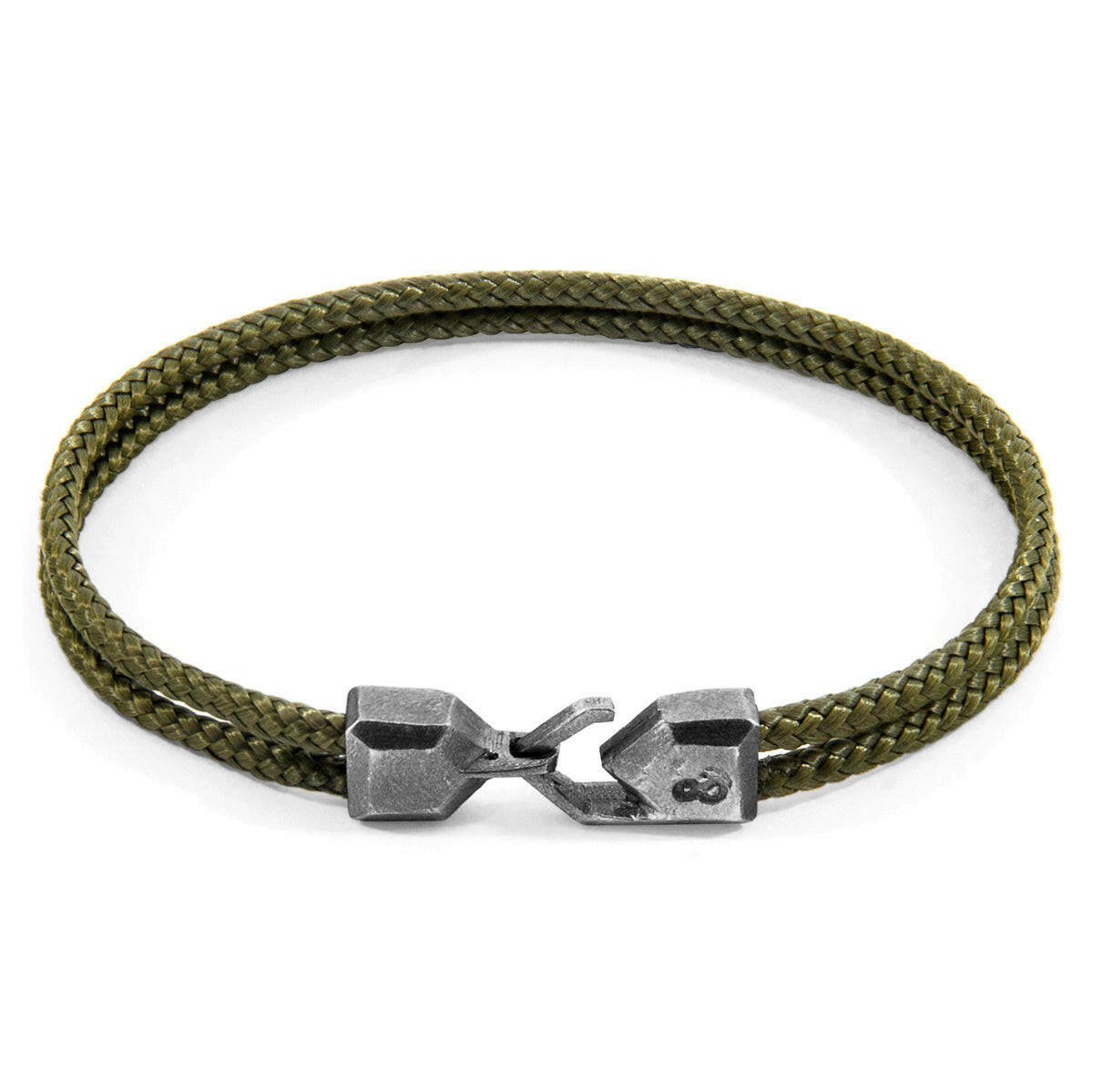 Khaki Green Cromer Silver and Rope Bracelet.