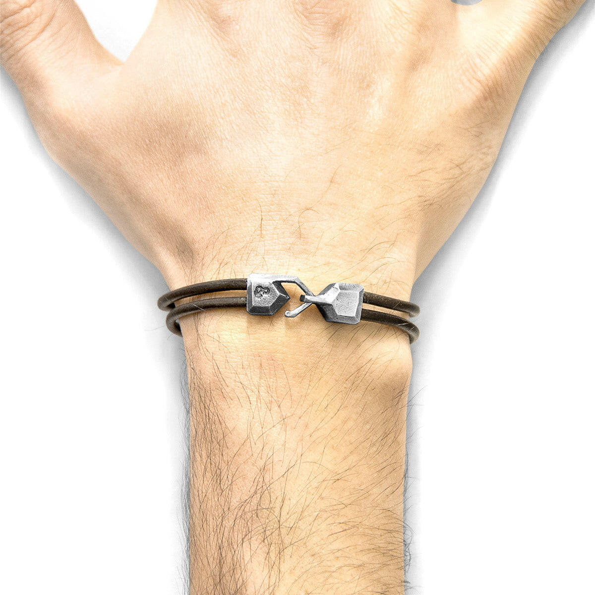 Mocha Brown Cromer Silver & Leather Bracelet.