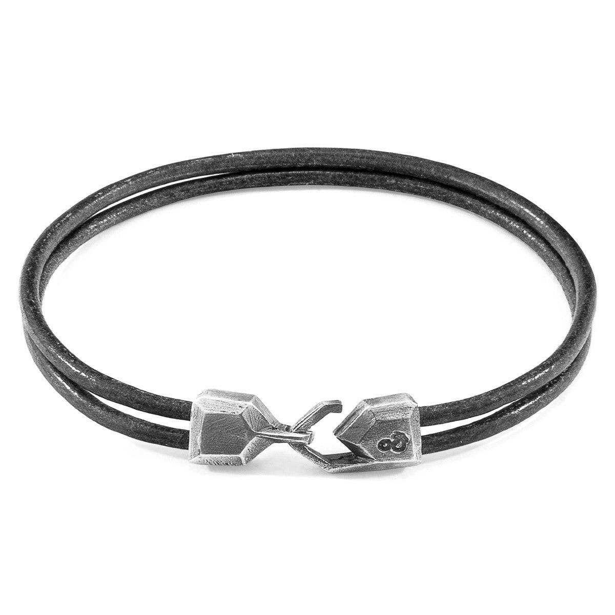 Shadow Grey Cromer Silver & Leather Bracelet.