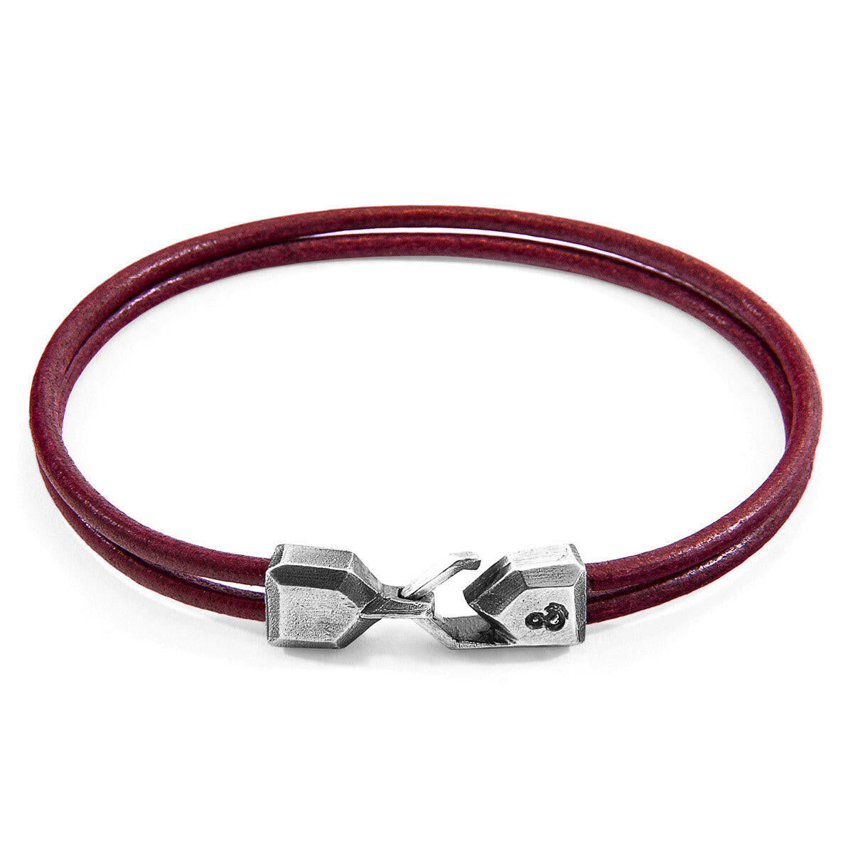 Bordeaux Red Cromer Silver & Leather Bracelet.