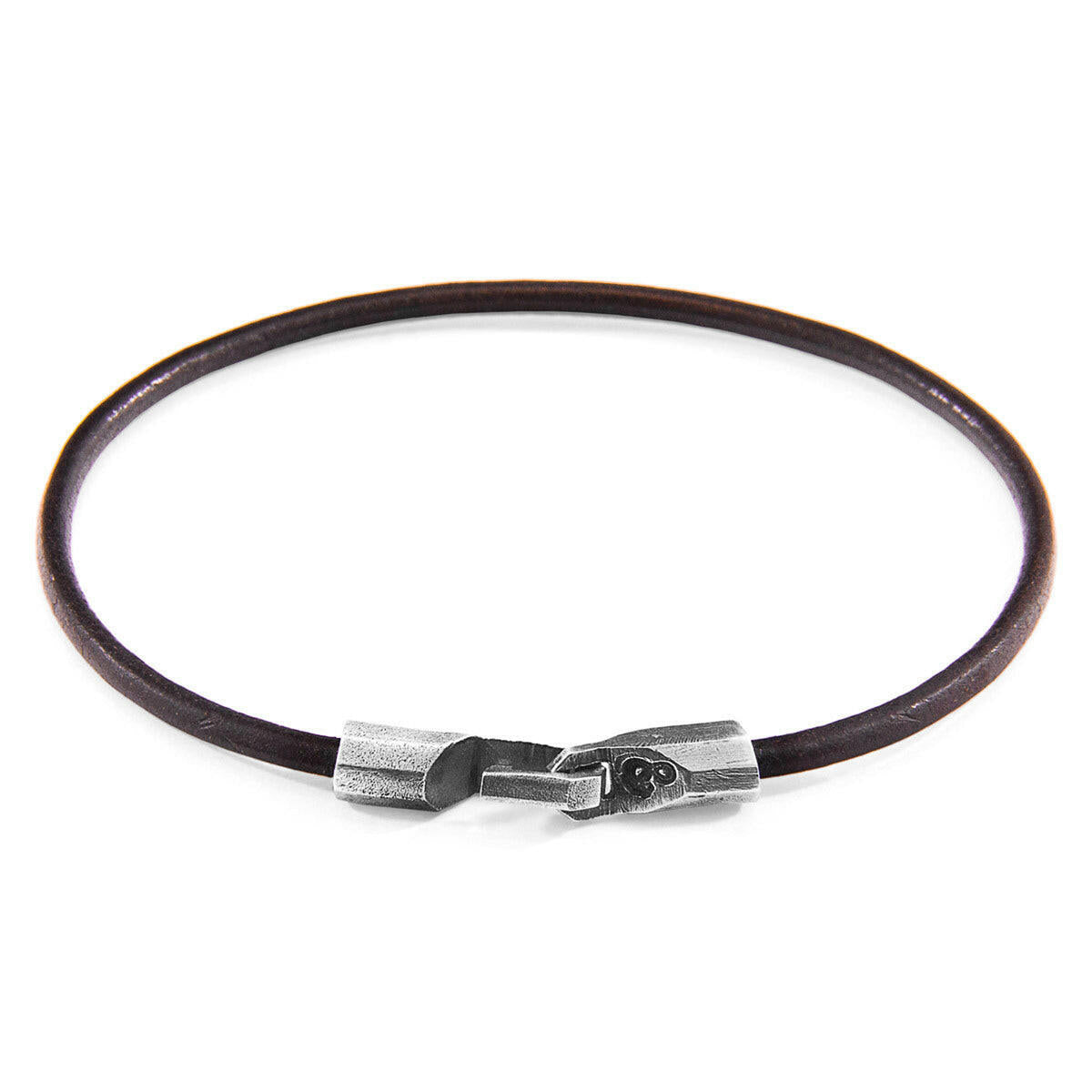 Mocha Brown Talbot Silver & Leather Bracelet.