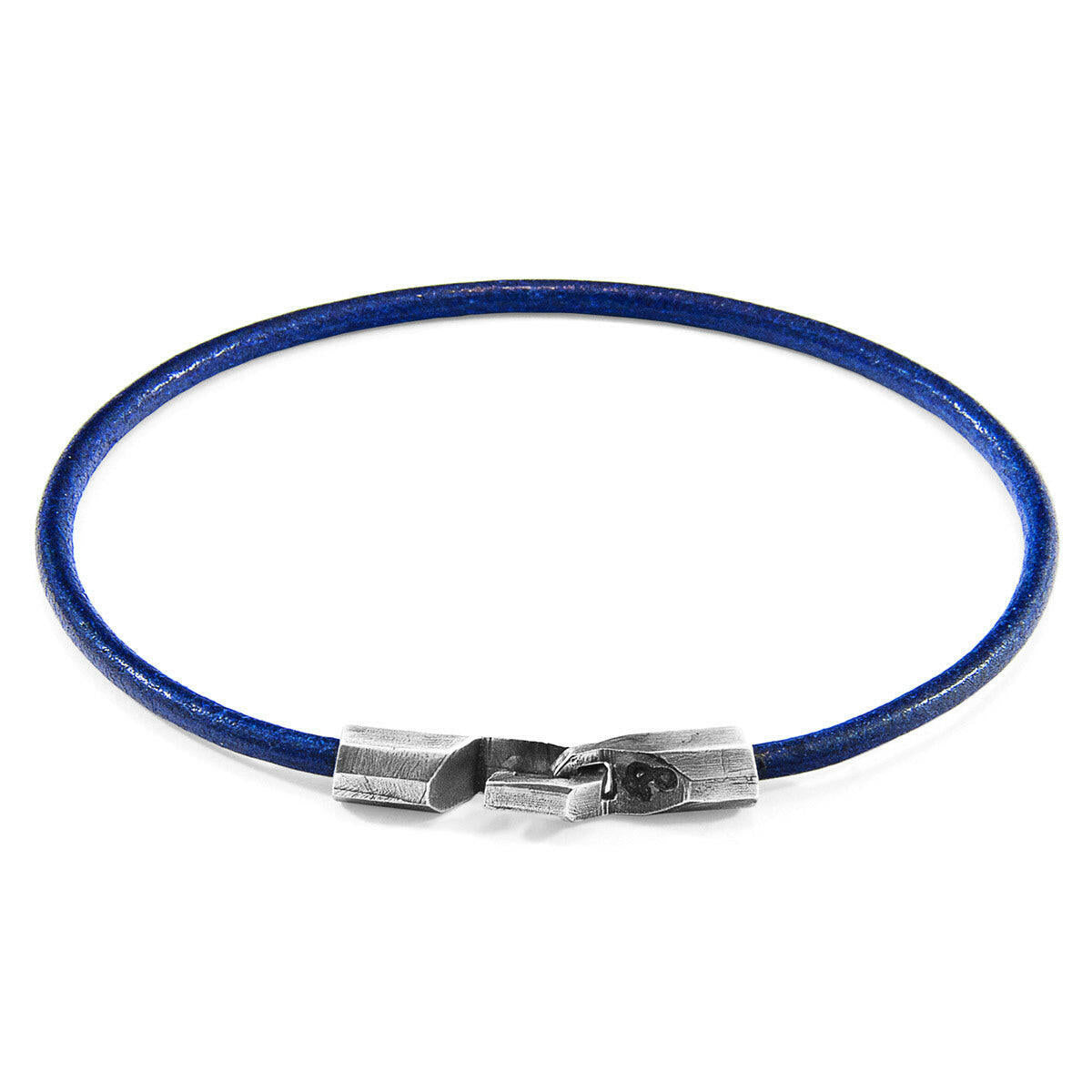 Azure Blue Talbot Silver & Leather Bracelet.