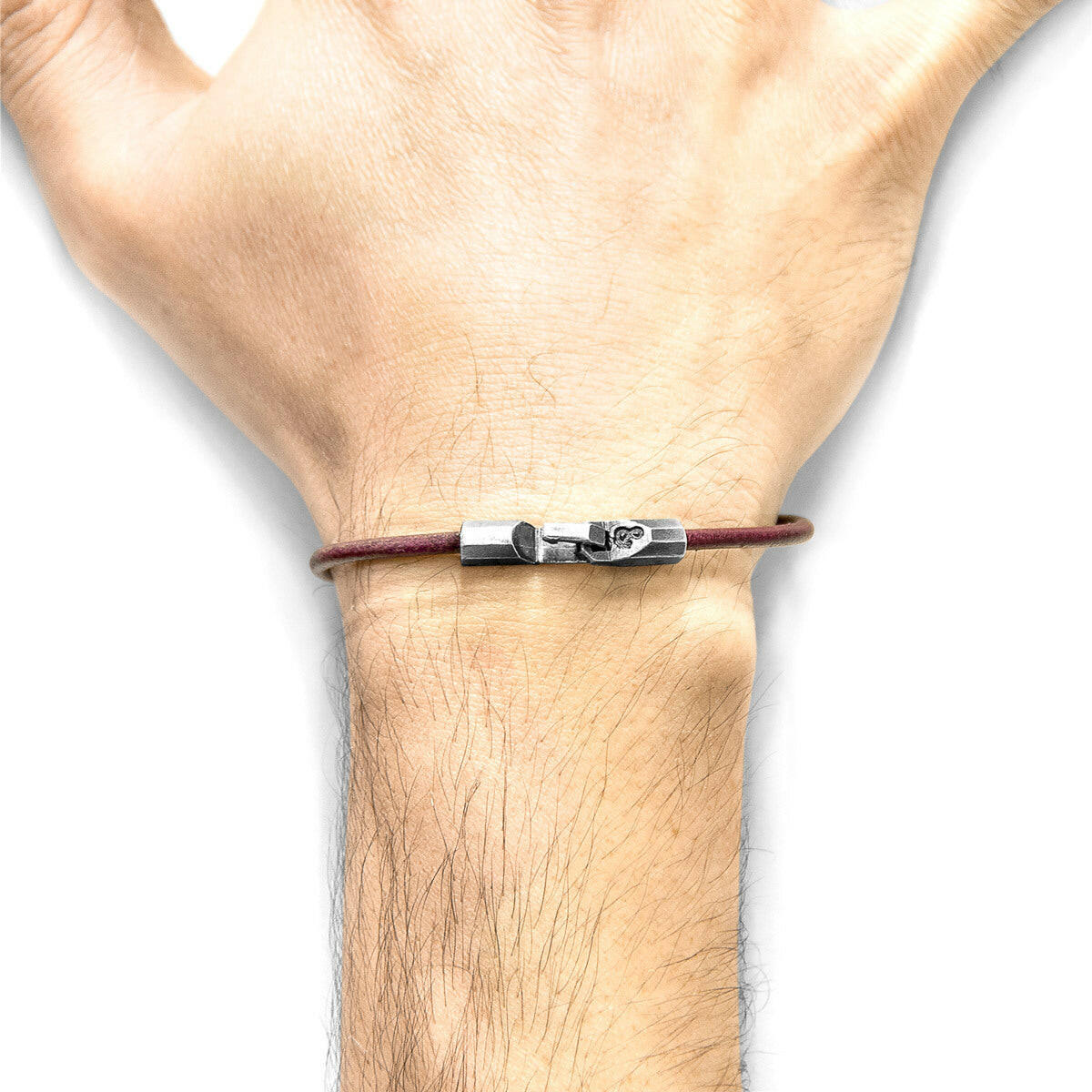 Bordeaux Red Talbot Silver & Leather Bracelet.