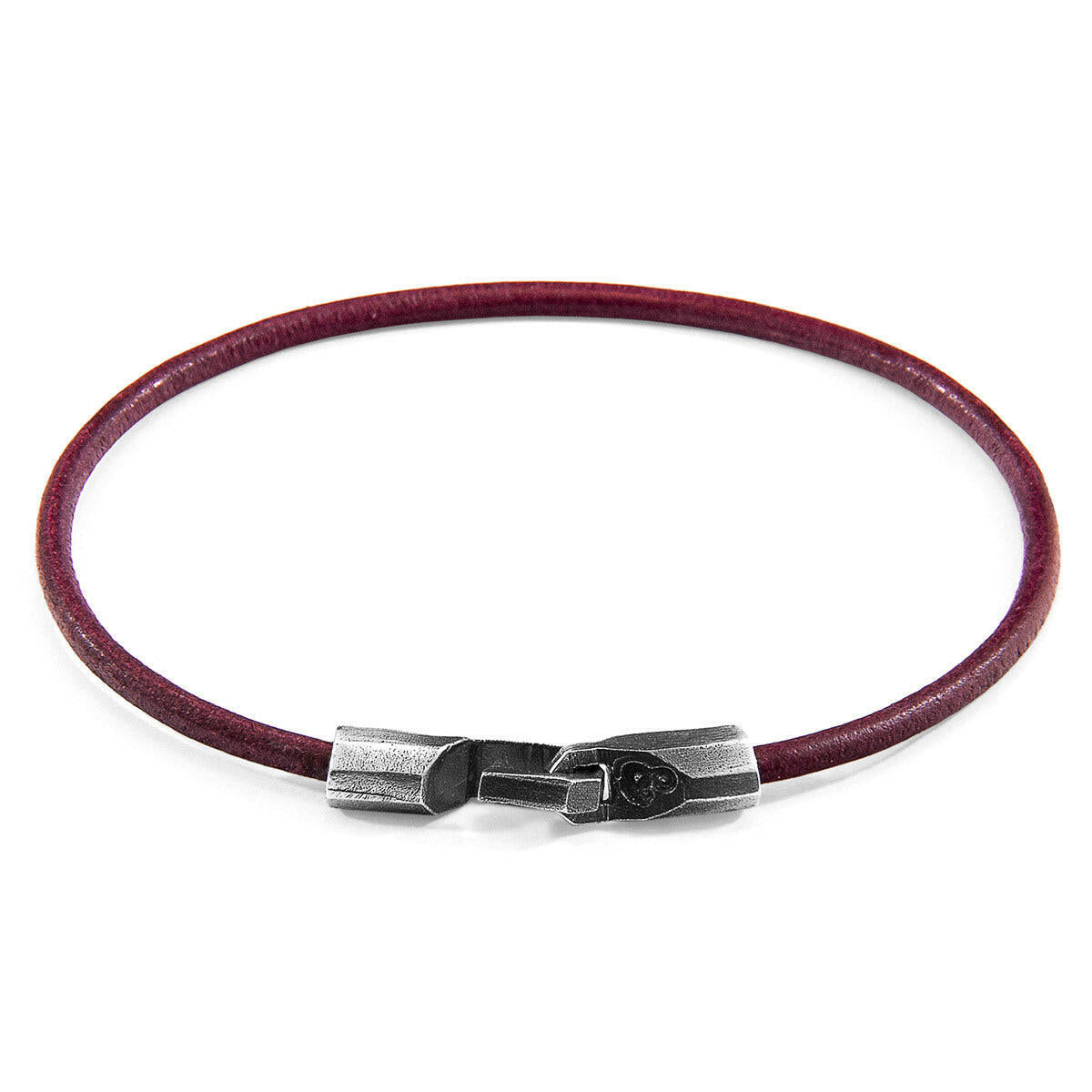 Bordeaux Red Talbot Silver & Leather Bracelet.