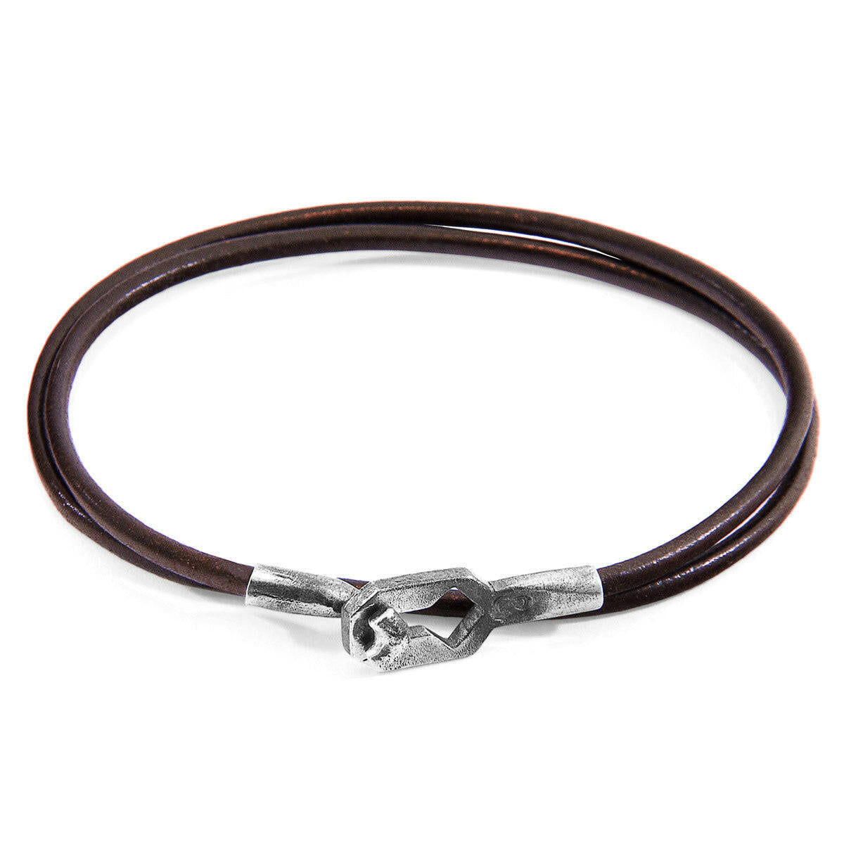 Mocha Brown Tenby Silver & Leather Bracelet.