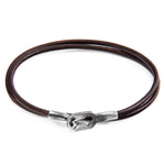 Mocha Brown Tenby Silver & Leather Bracelet.