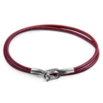 Bordeaux Red Tenby Silver & Leather Bracelet.