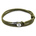 Khaki Green Dundee Silver and Rope Bracelet.