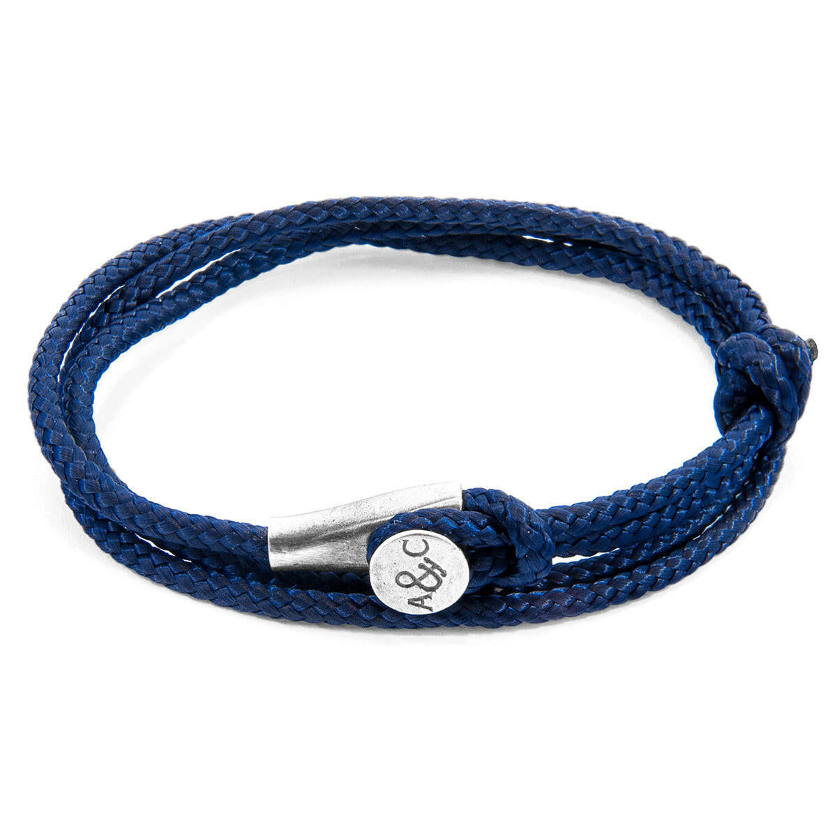 Navy Blue Dundee Silver and Rope Bracelet.