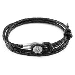 Coal Black Dundee Silver & Leather Bracelet.