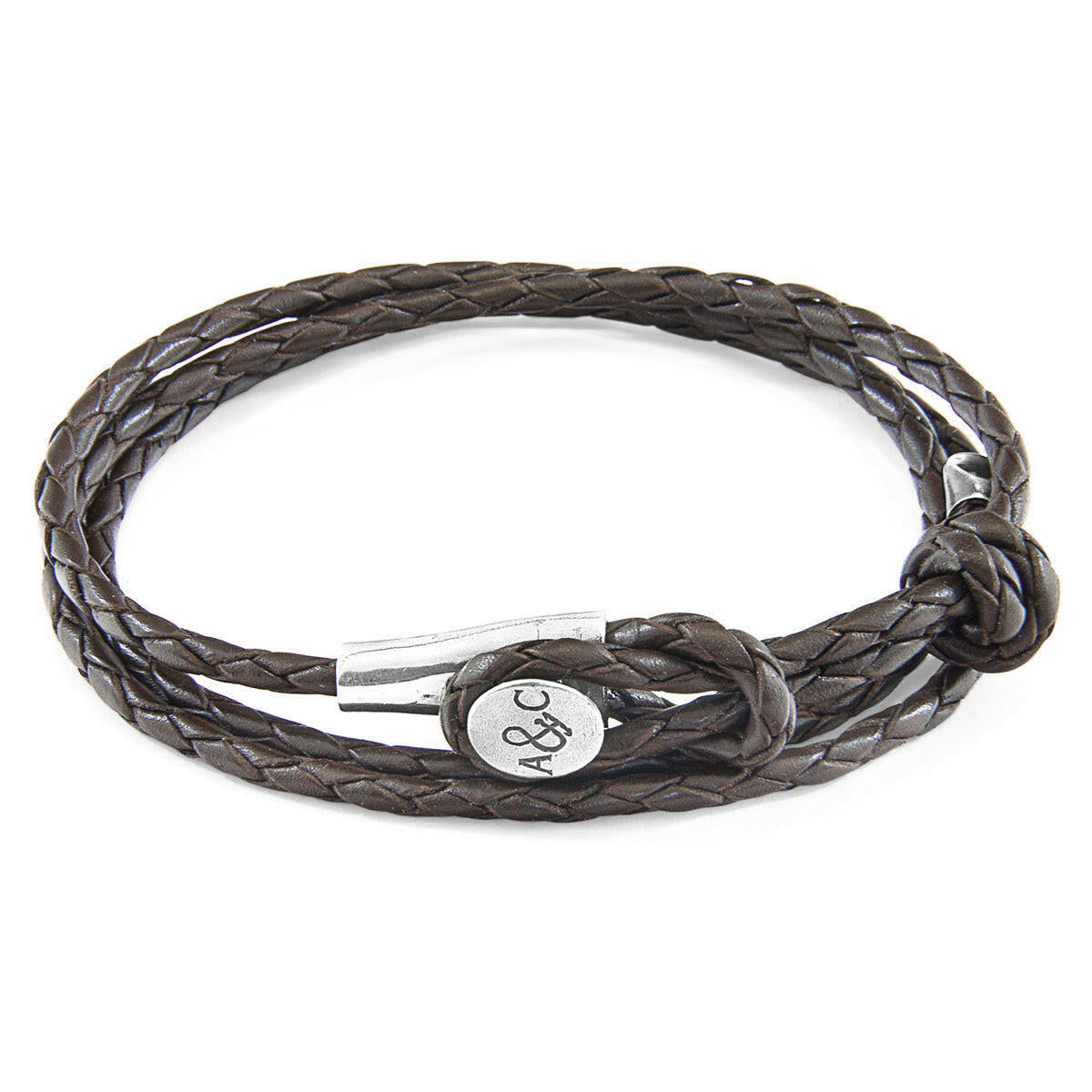 Dark Brown Dundee Silver & Leather Bracelet.