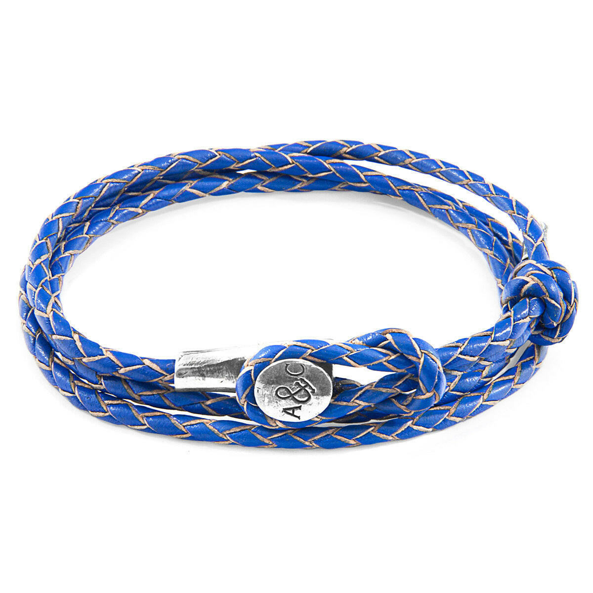 Royal Blue Dundee Silver & Leather Bracelet.