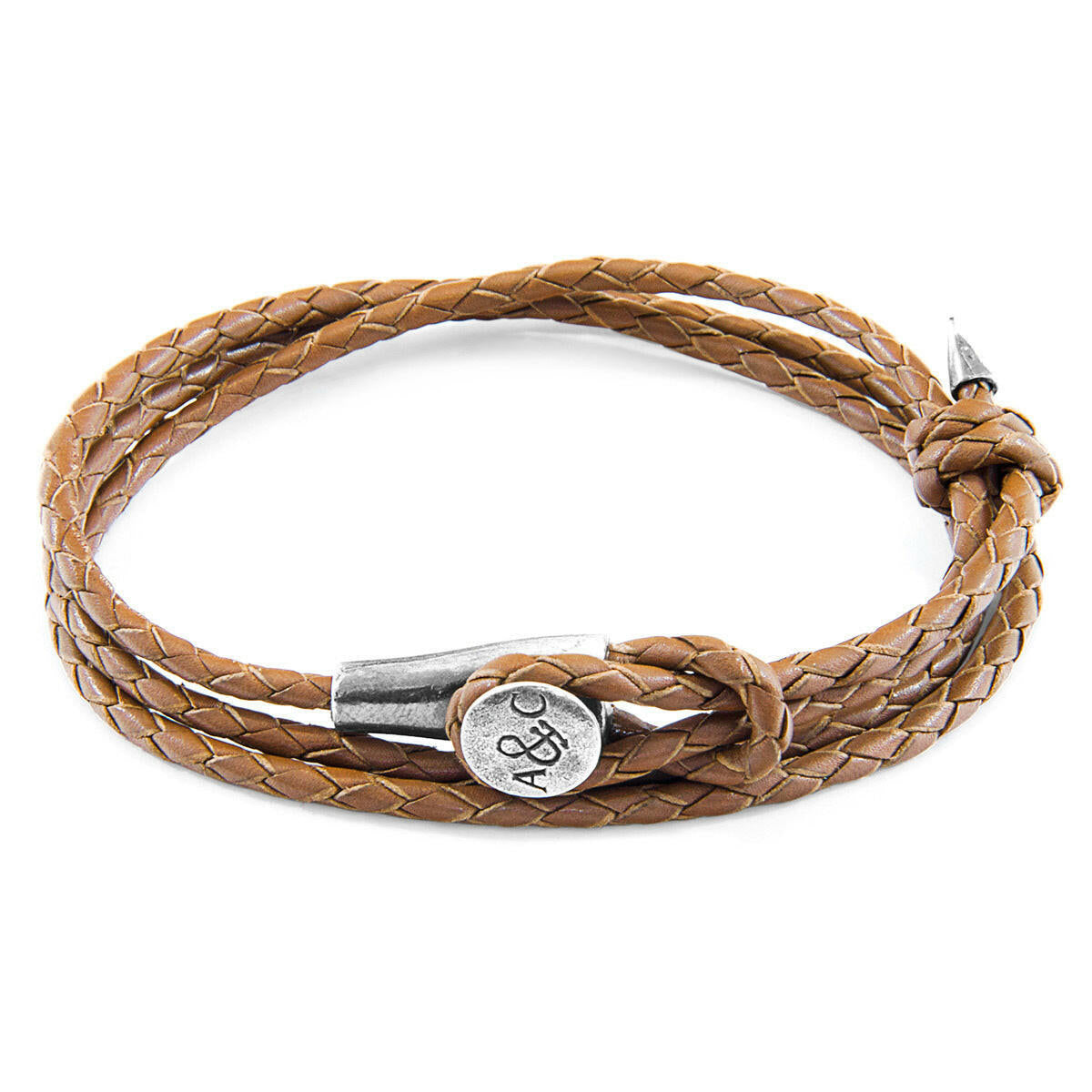 Light Brown Dundee Silver & Leather Bracelet.