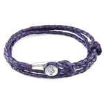 Grape Purple Dundee Silver & Leather Bracelet.