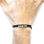 Coal Black Liverpool Silver & Leather Bracelet.