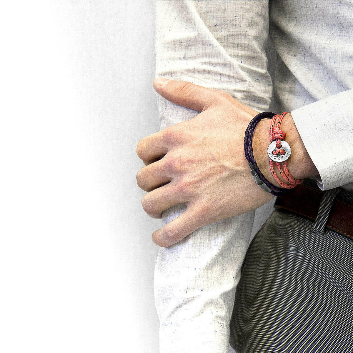 Grape Purple Liverpool Silver & Leather Bracelet.