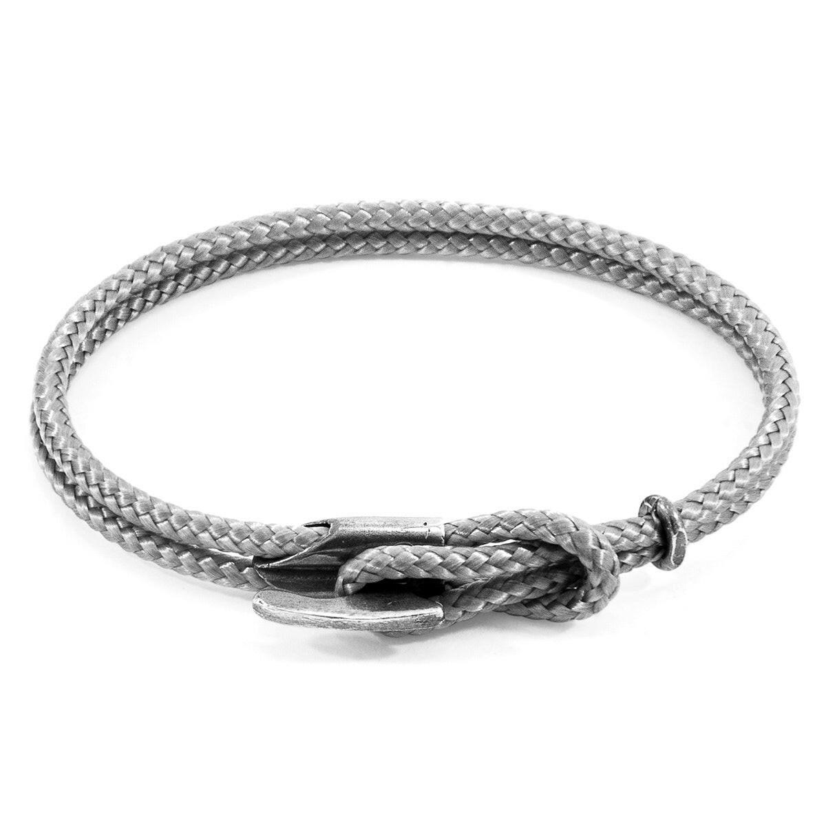 Classic Grey Padstow Silver and Rope Bracelet.