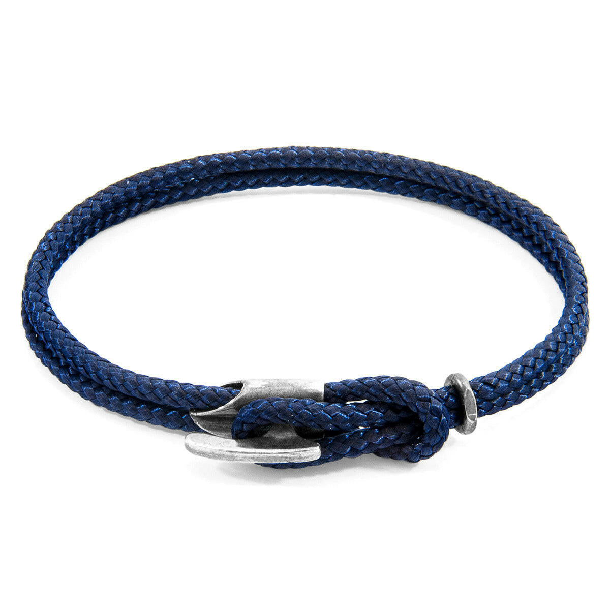 Navy Blue Padstow Silver and Rope Bracelet.