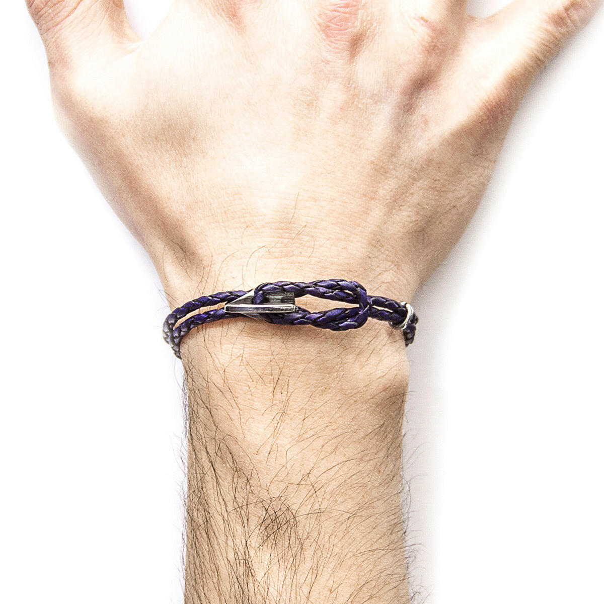 Grape Purple Padstow Silver & Leather Bracelet.