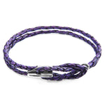 Grape Purple Padstow Silver & Leather Bracelet.