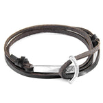 Dark Brown Clipper Silver & Leather Bracelet.