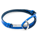 Royal Blue Clipper Silver & Leather Bracelet.