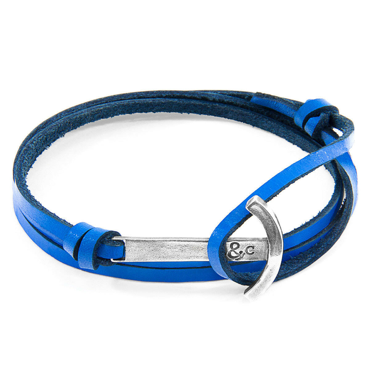 Royal Blue Clipper Silver & Leather Bracelet.