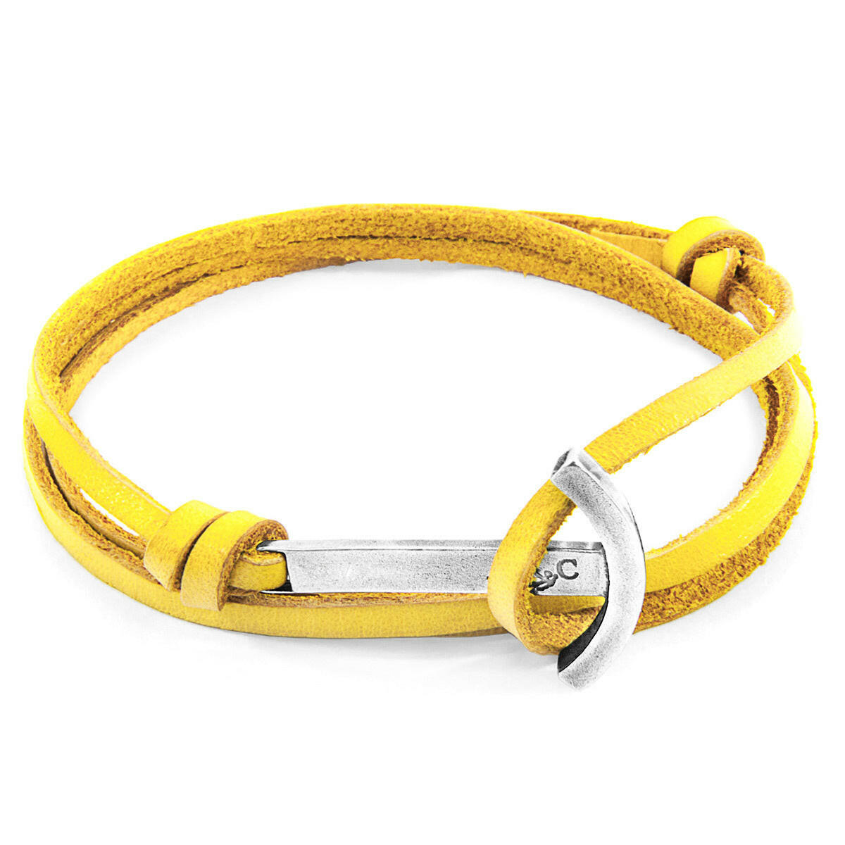 Mustard Yellow Clipper Silver & Leather Bracelet.