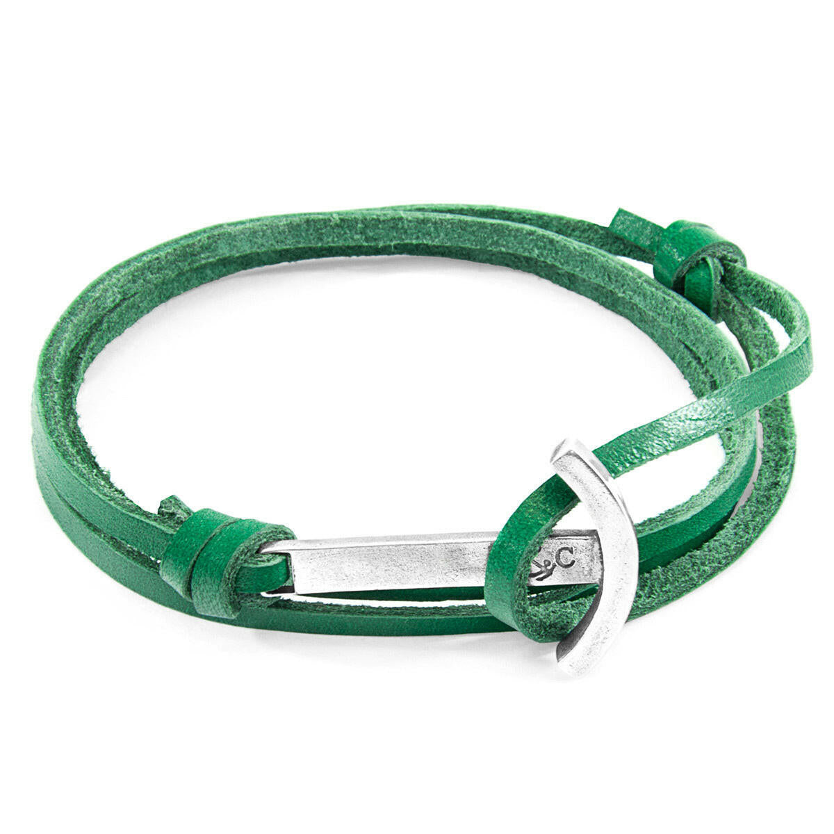 Fern Green Clipper Silver & Leather Bracelet.